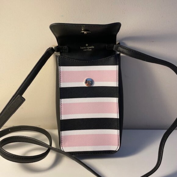 Kate Spade small leather purse Black, pink & white striped - Picture 4 of 4